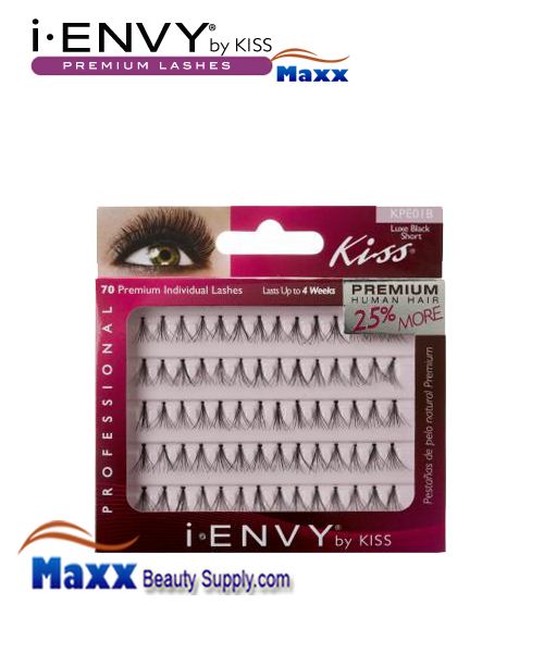 12 Package - Kiss i Envy Individual Eyelashes - KPE01B - Luxe Short Black